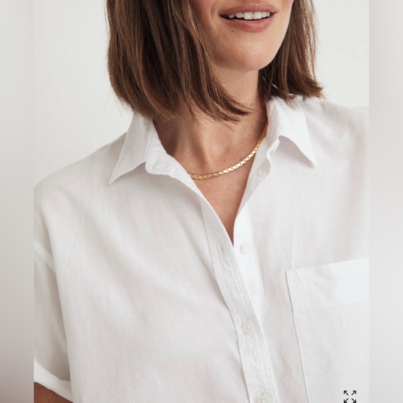 NWT Madewell Cropped Utility Button-Up Shirt, White, Oversized Small - Picture 3 of 9